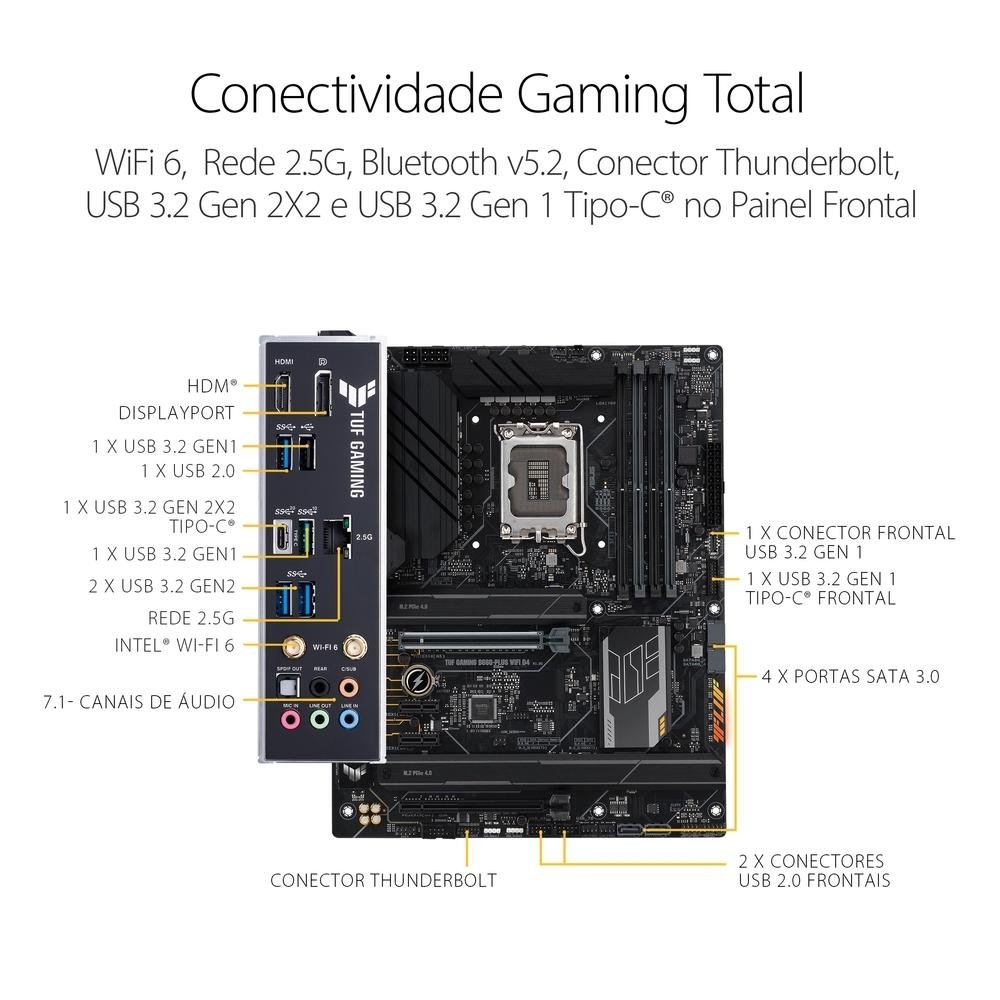 Placa Mãe Asus TUF Gaming B660-PLUS Wi-Fi D4, Intel LGA 1700 B660