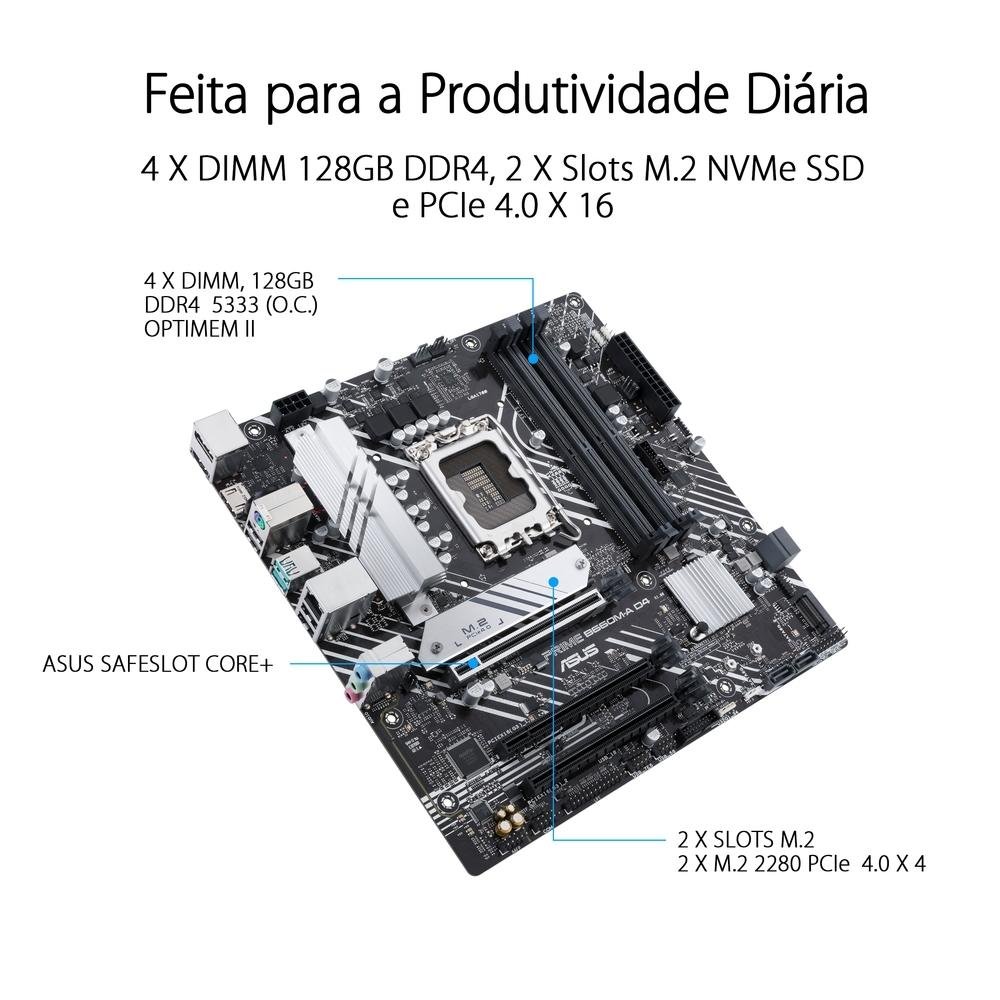 CPU Intel Core i5-12600 ASUS PRIME B660M-A Placa Mãe Asus Prime B660M-A D4 | KaBuM!