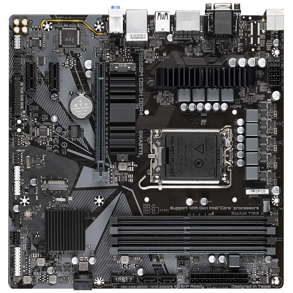 Placa-Mãe Gigabyte B660M DS3H, Intel LGA 1700, mATX, DDR4, M.2 NVME, Preto - B660M DS3H DDR4
