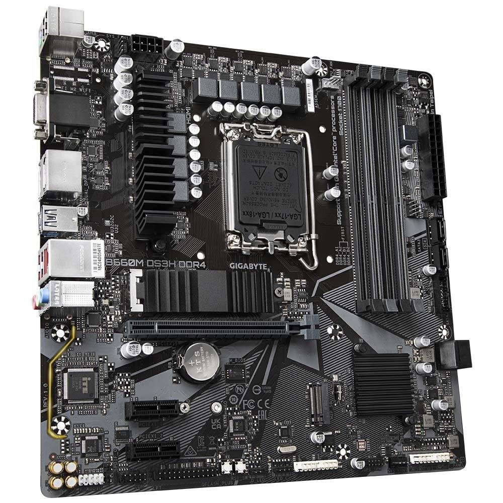 Placa-Mãe Gigabyte B660M DS3H, Intel LGA 1700, mATX, DDR4, M.2 NVME, Preto - B660M DS3H DDR4