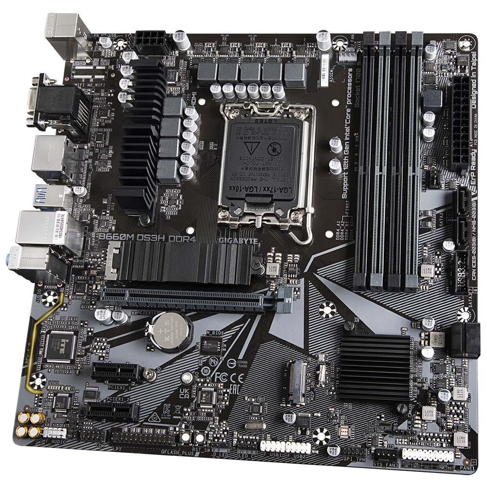 Placa-Mãe Gigabyte B660M DS3H, Intel LGA 1700, mATX, DDR4, M.2 NVME, Preto - B660M DS3H DDR4