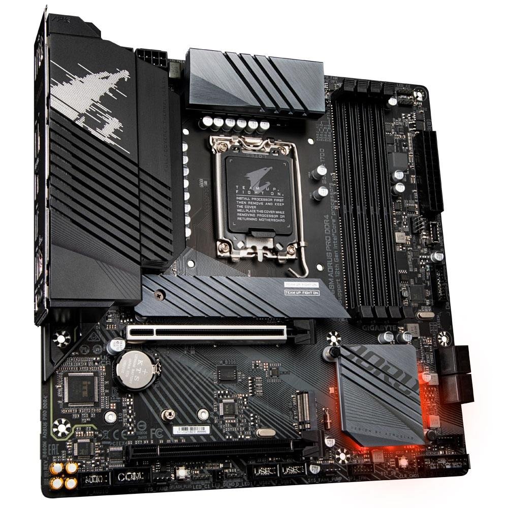 Placa-Mãe Gigabyte B660M Aorus PRO, Intel LGA 1700, mATX, DDR4, M.2 NVME, Preto - B660M AORUS PRO DDR4