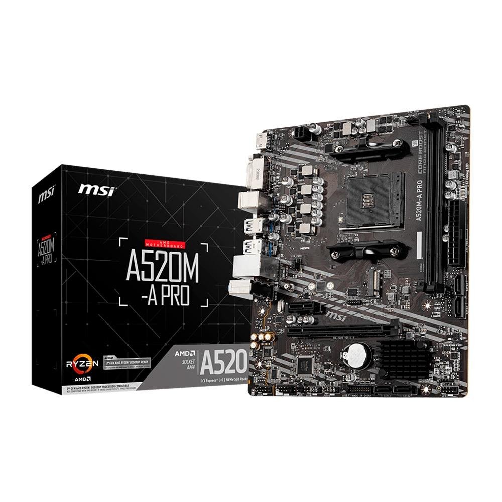 新品MSIA520M-A PROryzen33100キングストン16GBクーラー Placa-Mãe MSI A520M-A PRO, AMD AM4| KaBuM!