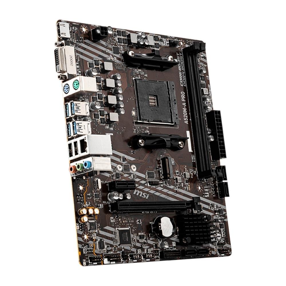 Placa-Mãe MSI A520M-A PRO, AMD AM4, mATX, DDR4, Preto - A520M-A PRO 8