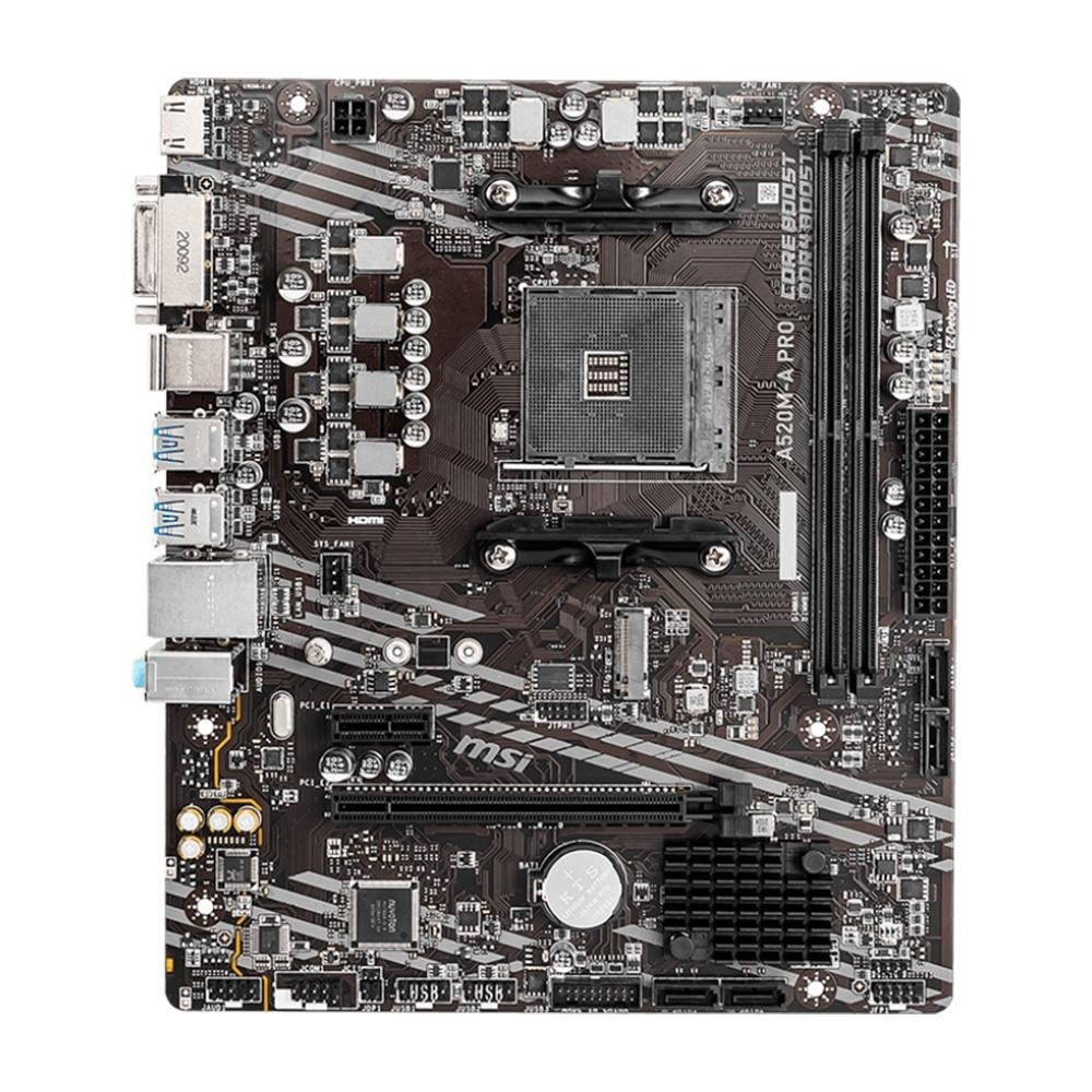 Placa-Mãe MSI A520M-A PRO, AMD AM4, mATX, DDR4, Preto - A520M-A PRO 6