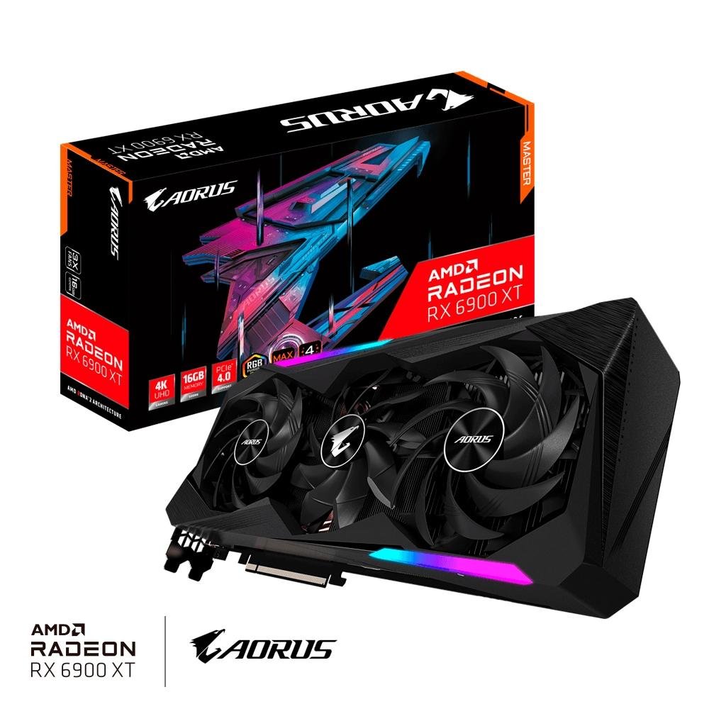 Imagem 10 de 10 do produto Placa de Vídeo RX 6900 XT Master 16G Gigabyte Aorus AMD Radeon, rev.2.0, 16GB GDDR6, RGB - GV-R69XTAORUS M-16GD