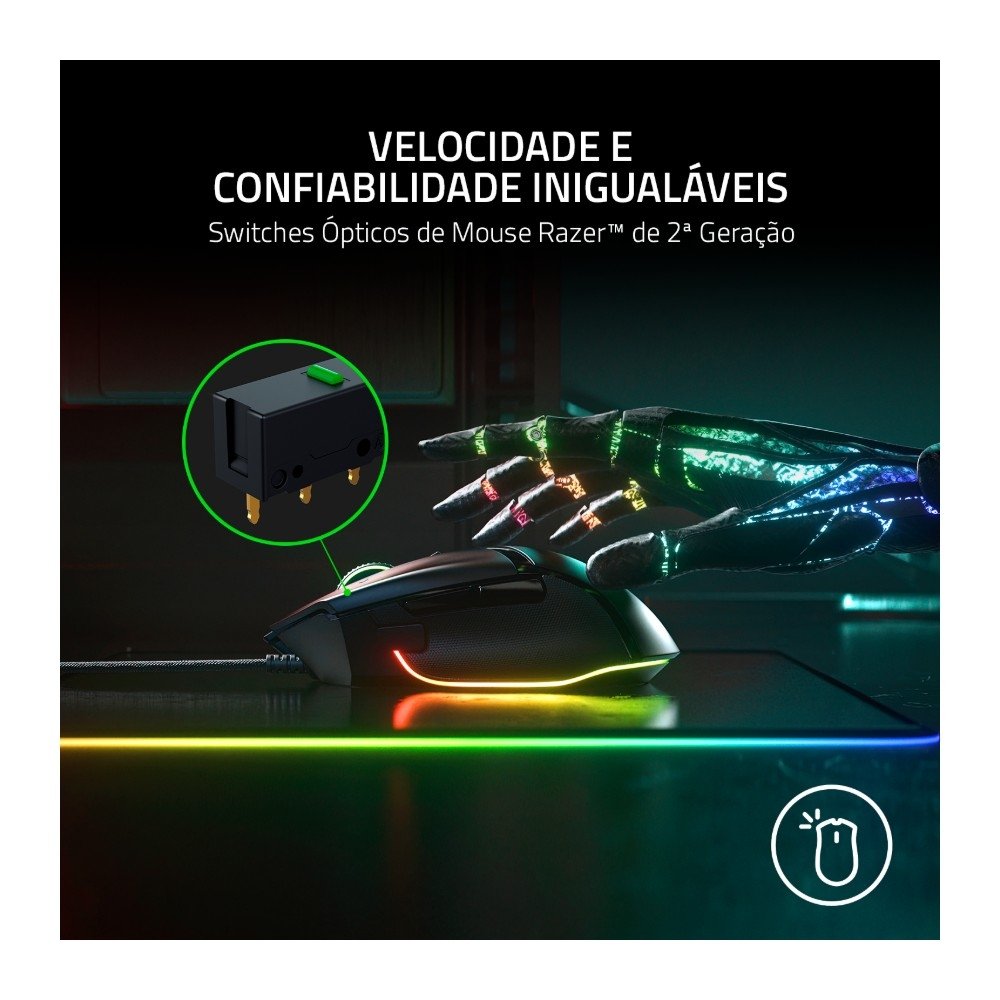 Mouse Gamer ( Balão.info) Basilisk V3, RGB, Ergonômico, 26K DPI, 11 Botões, Preto - RZ01-( Balão.info - foto 6