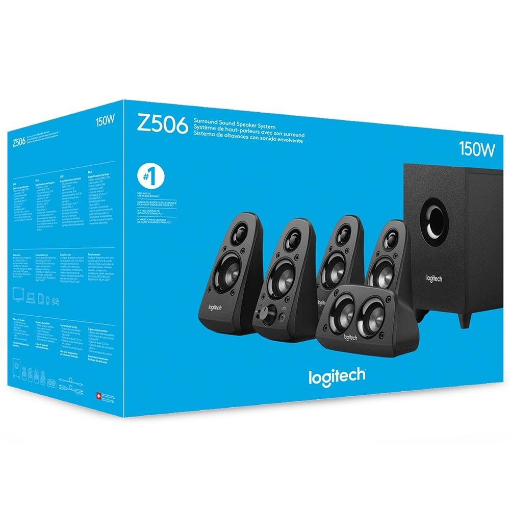 Caixa de Som Logitech Amplificada 5.1 75W RMS Z506 - 980-000430