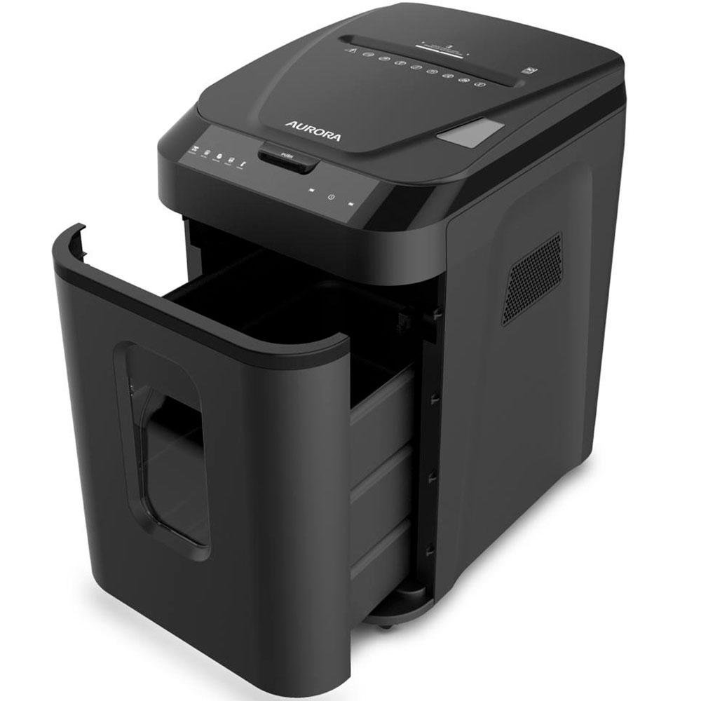 Imagem 1 de 2 do produto Fragmentadora Aurora, Corte em Partículas, Até 150 Folhas, Cartão/Grampo e Clip, 32,2 Litros, Com rodas, 110V - AS152CM