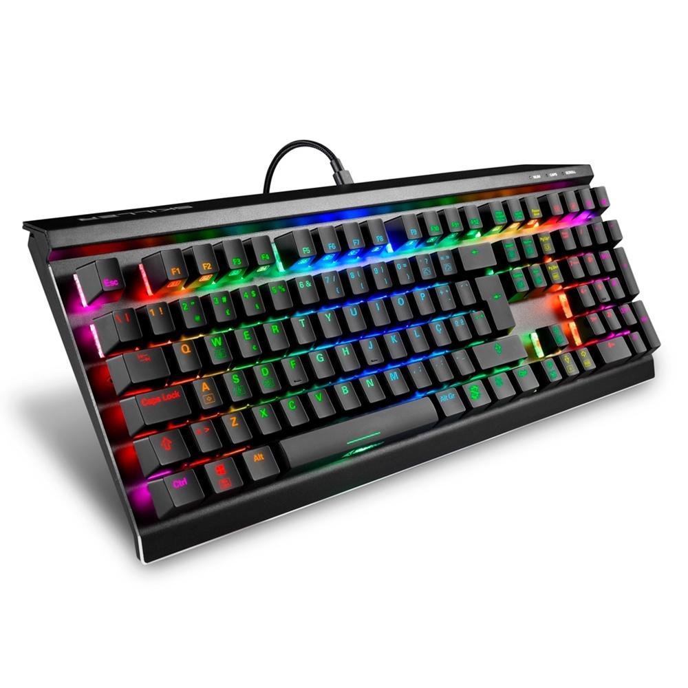 Imagem 2 de 4 do produto Teclado Gamer Sharkoon Skiller SGK60, RGB, Switch Kailh Box White, ABNT2, USB-C, Preto - SGK 60-WHITE
