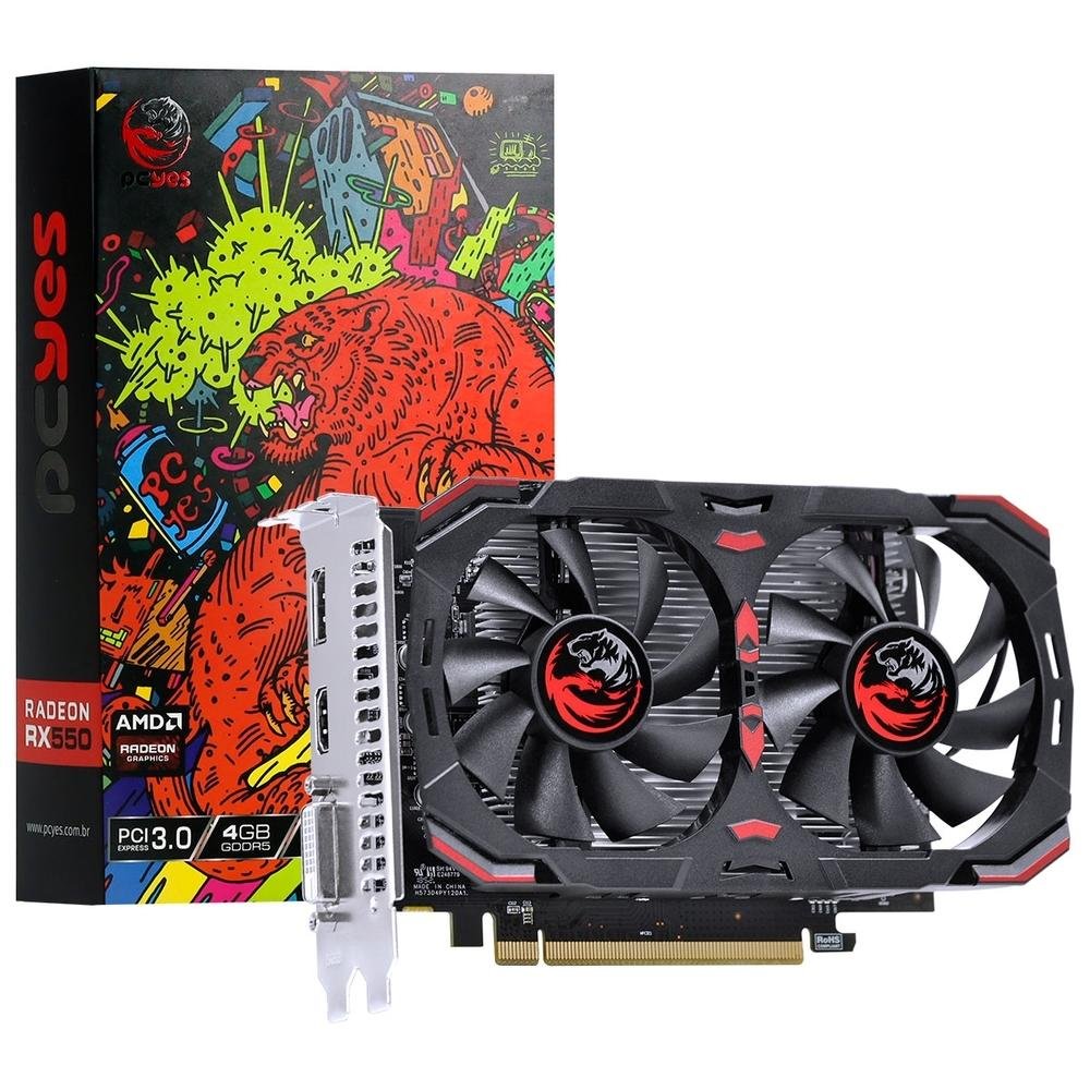 Placa de Vídeo RX 550 Pcyes AMD Radeon, 4GB, GDDR5, Grafiti Series