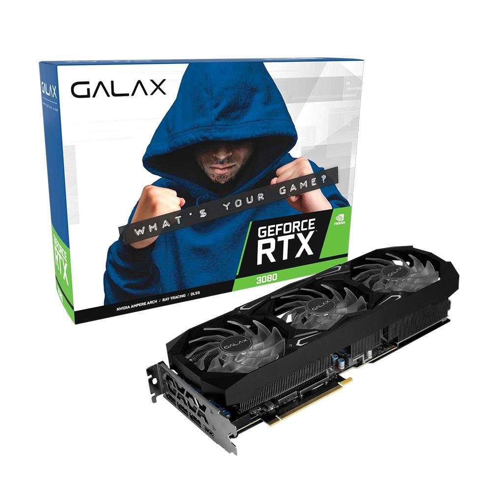 Placa de Vídeo RTX 3080 SG Galax NVIDIA GeForce, 12GB GDDR6X, LHR, DLSS, RGB, Ray Tracing - 38NOM5MD99SS Placa de Vídeo RTX 3080 SG Galax NVIDIA GeForce, 12GB GDDR6X, LHR, DLSS, RGB, Ray Tracing - 38NOM5MD99SS