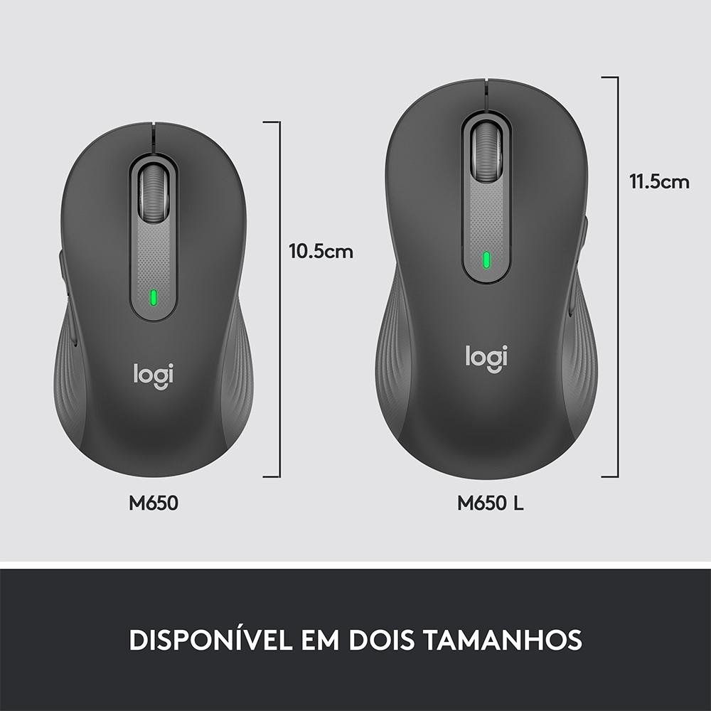 Mouse Sem Fio ( Balão.info) Signature M650, 2000 DPI, Compacto, 5 Botões, Silencioso, Bluetooth, USB, Grafite - 910-( Balão.info - foto 8