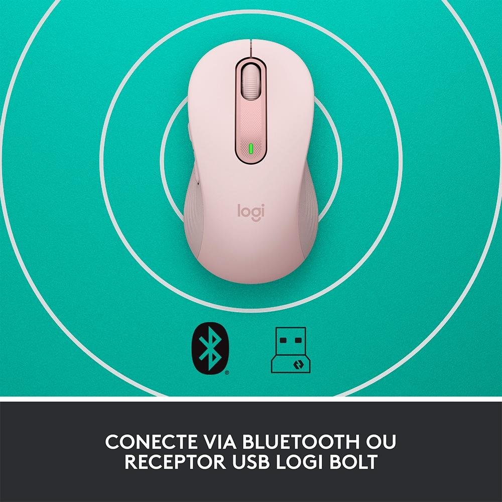 Mouse Sem Fio ( Balão.info) Signature M650, 2000 DPI, Compacto, 5 Botões, Silencioso, Bluetooth, USB, Rose - 910-( Balão.info - foto 6