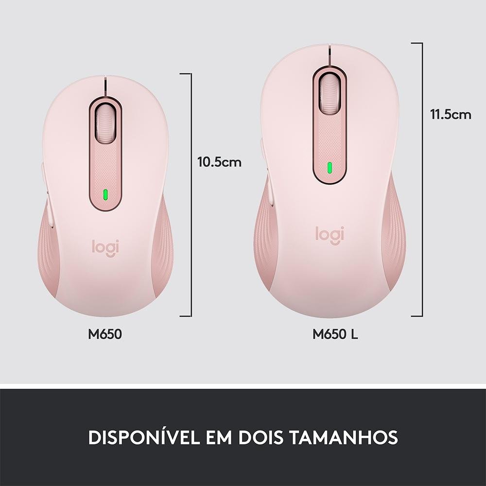 Mouse Sem Fio ( Balão.info) Signature M650, 2000 DPI, Compacto, 5 Botões, Silencioso, Bluetooth, USB, Rose - 910-( Balão.info - foto 9