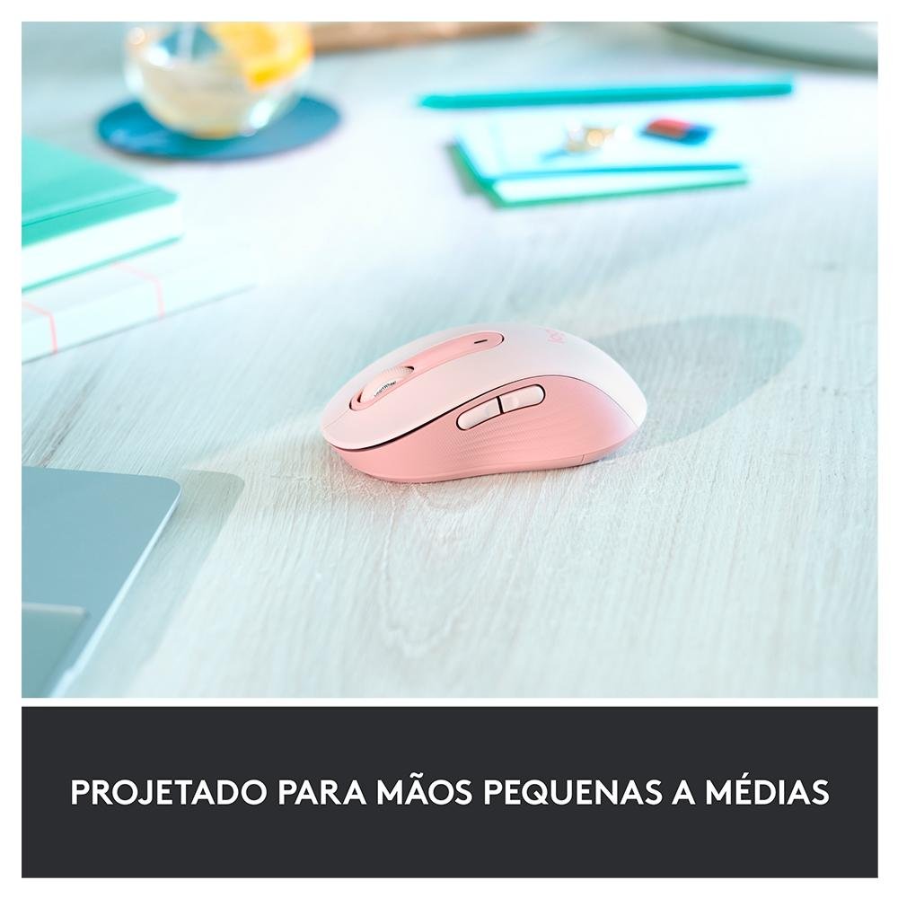 Mouse Sem Fio ( Balão.info) Signature M650, 2000 DPI, Compacto, 5 Botões, Silencioso, Bluetooth, USB, Rose - 910-( Balão.info - foto 3