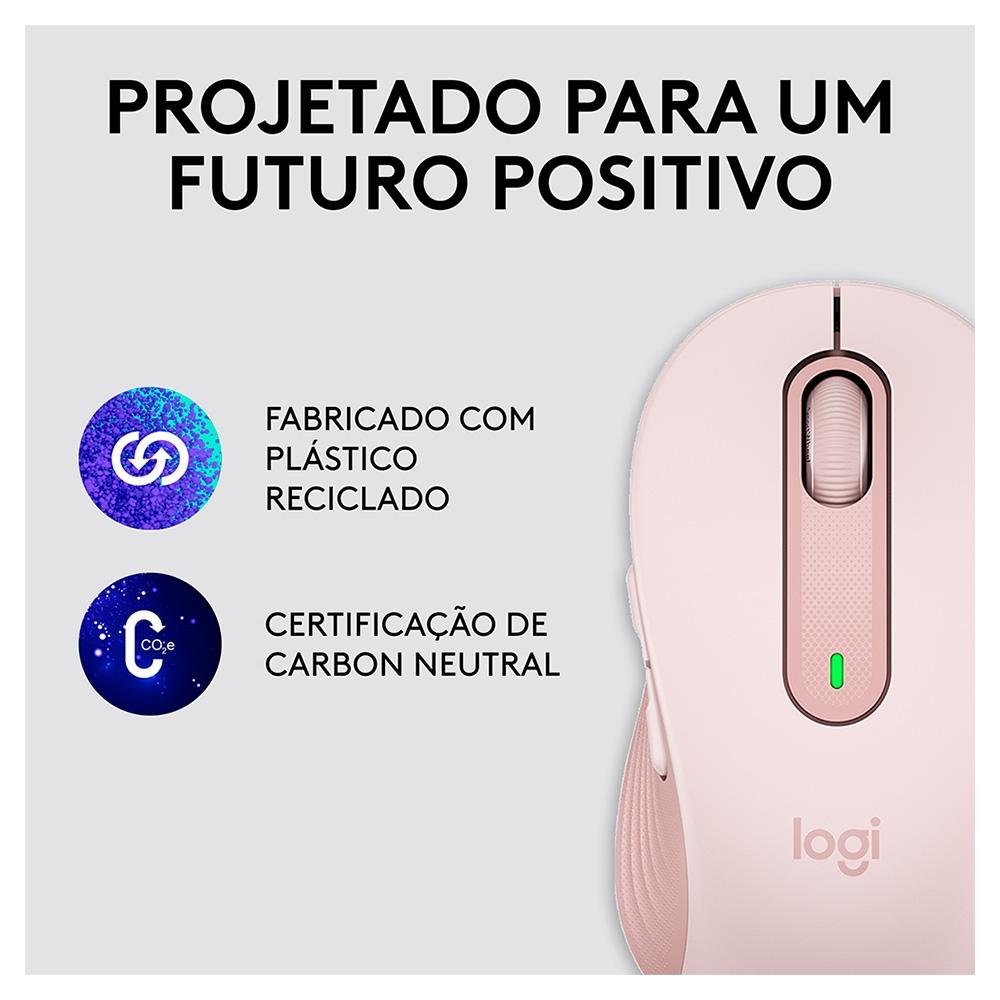 Mouse Sem Fio ( Balão.info) Signature M650, 2000 DPI, Compacto, 5 Botões, Silencioso, Bluetooth, USB, Rose - 910-( Balão.info - foto 10