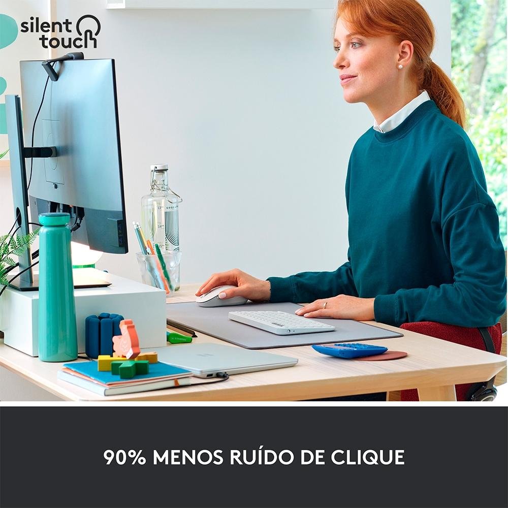 Mouse Sem Fio Logitech Signature M650, 2000 DPI, Compacto, 5 Botões, Silencioso, Bluetooth, USB, Branco - 910-006252
