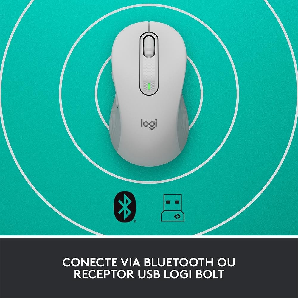 Mouse Sem Fio ( Balão.info) Signature M650, 2000 DPI, Compacto, 5 Botões, Silencioso, Bluetooth, USB, Branco - 910-( Balão.info - foto 6