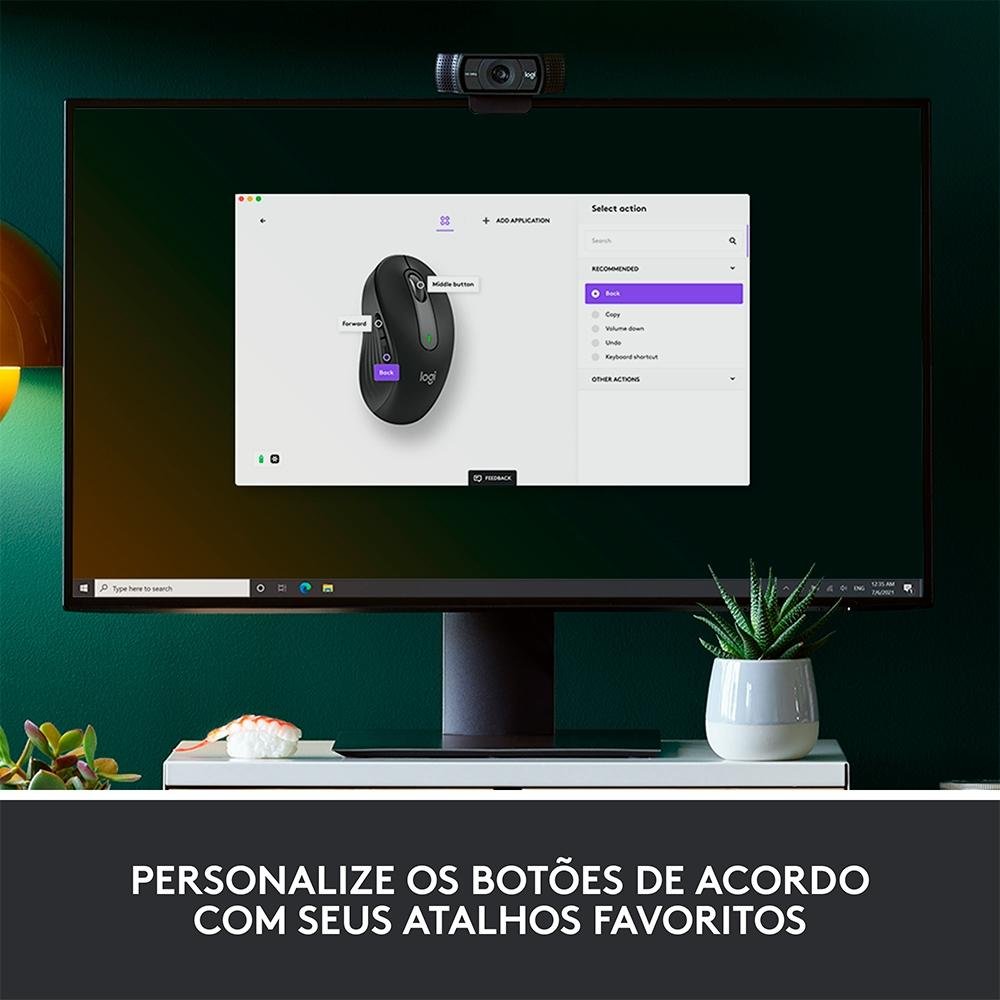 Mouse Sem Fio Logitech Signature M650 L 2000 DPI, Design Padrão, 5 Botões, Silencioso, Bluetooth, USB, Grafite - 910-006231 - view 5