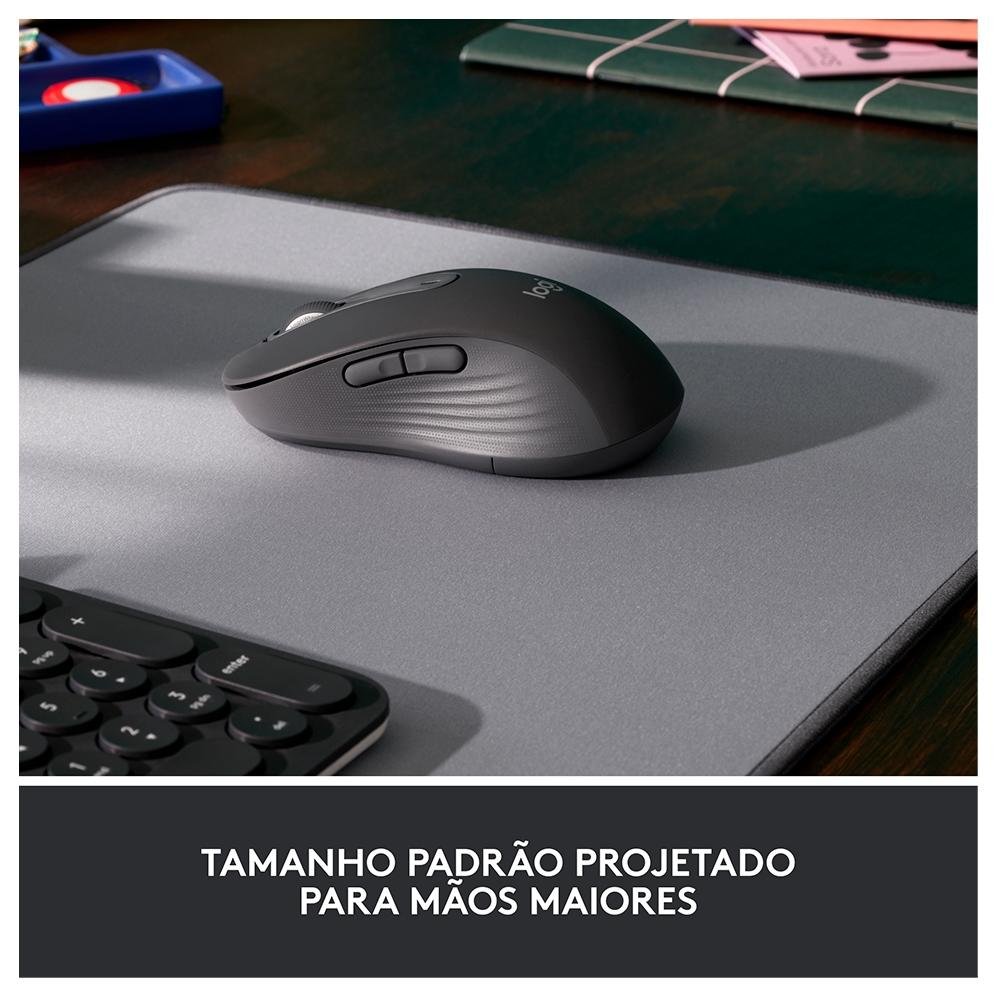 Mouse Sem Fio ( Balão.info) Signature M650 L 2000 DPI, Design Padrão, 5 Botões, Silencioso, Bluetooth, USB, Grafite - 910-( Balão.info - foto 3