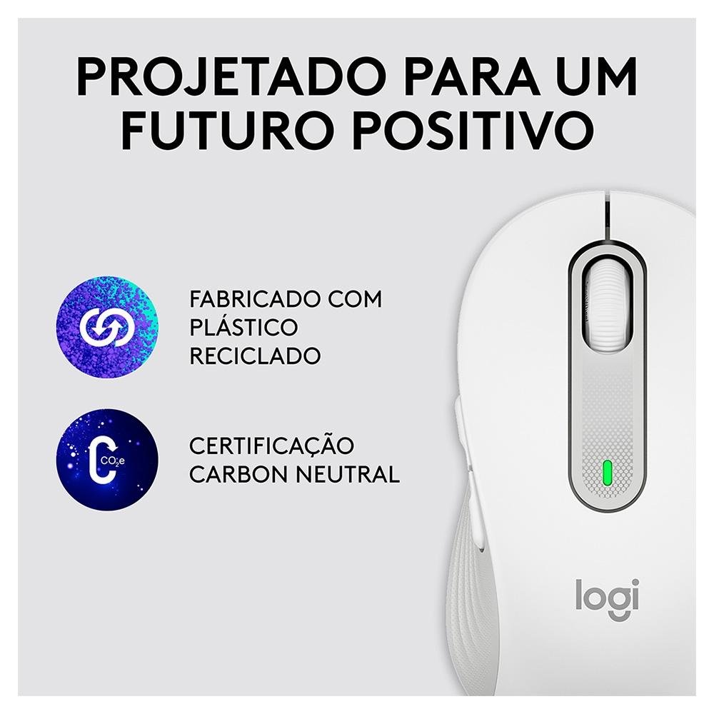 Mouse Sem Fio ( Balão.info) Signature M650 L 2000 DPI, Design Padrão, 5 Botões, Silencioso, Bluetooth, USB, Branco - 910-( Balão.info - foto 10