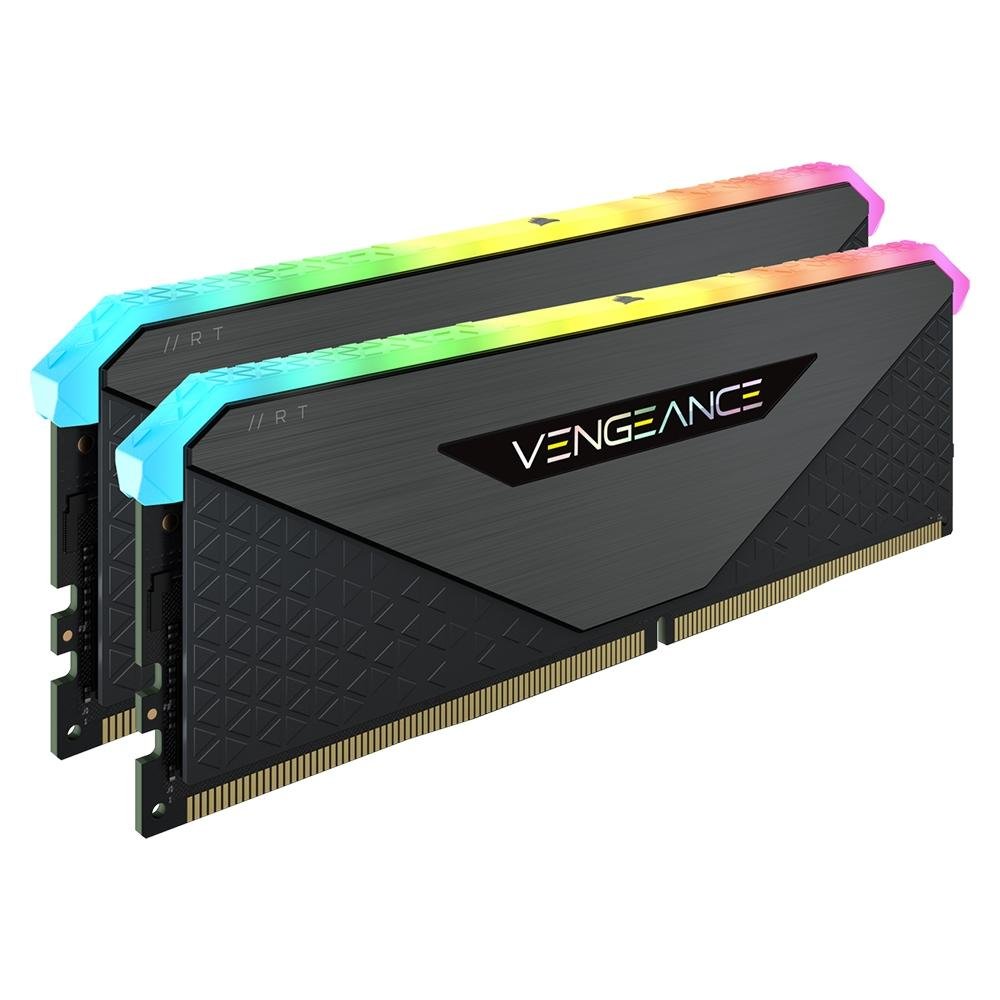 Memória RAM Corsair Vengeance RT, RGB, 16GB (2x8GB), 3200MHz, DDR4, CL16, Preto - CMN16GX4M2Z3200C16 Memória RAM Corsair Vengeance RT, RGB, 16GB (2x8GB), 3200MHz, DDR4, CL16, Preto - CMN16GX4M2Z3200C16