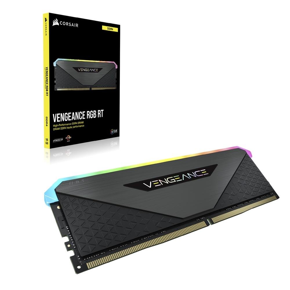 Memória RAM Corsair Vengeance RT, RGB, 16GB (2x8GB), 3200MHz, DDR4, CL16, Preto - CMN16GX4M2Z3200C16 Memória RAM Corsair Vengeance RT, RGB, 16GB (2x8GB), 3200MHz, DDR4, CL16, Preto - CMN16GX4M2Z3200C16