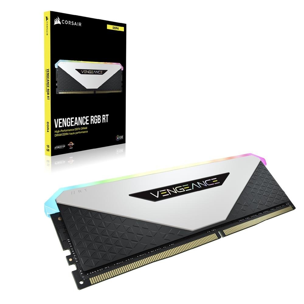 Memória RAM Corsair Vengeance RT, RGB, 16GB (2x8GB), 3200MHz, DDR4, CL16,  Branco - CMN16GX4M2Z3200C16W ‌‌‌