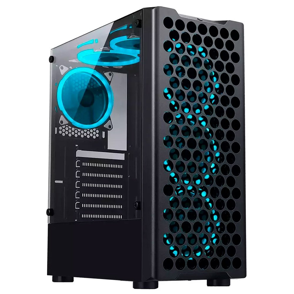 Gabinete Rise Mode X5 Glass Preto Sem Fans
