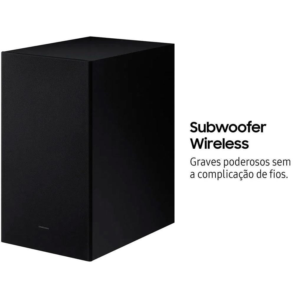 Imagem 3 de 9 do produto Soundbar Samsung, 2.1 Canais, 410W RMS, Bluetooth, Subwoofer Sem Fio, Preto - HW-A555