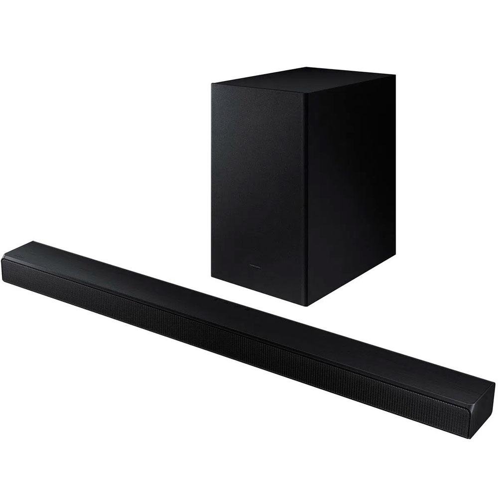 Imagem 2 de 9 do produto Soundbar Samsung, 2.1 Canais, 410W RMS, Bluetooth, Subwoofer Sem Fio, Preto - HW-A555