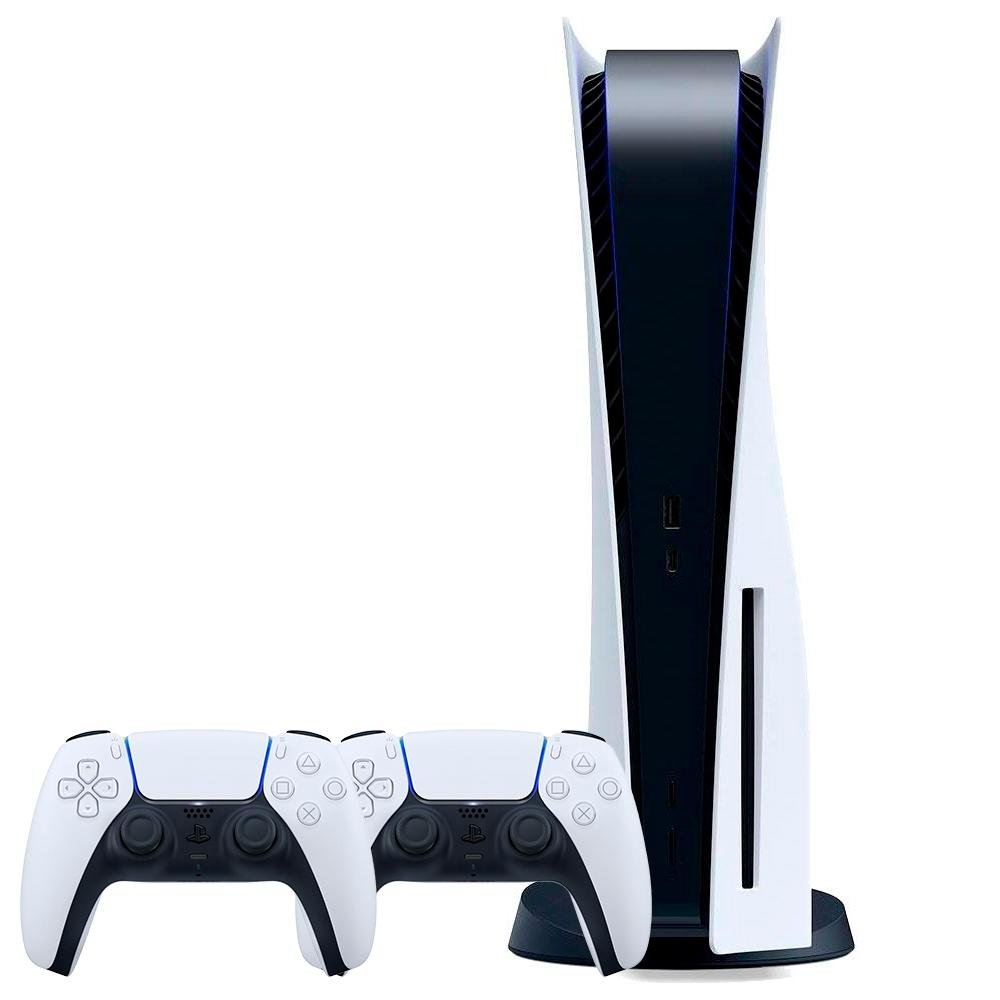 Console Sony Playstation 5 - 1214A + Controle Sony DualSense PS5, Sem Fio, Branco