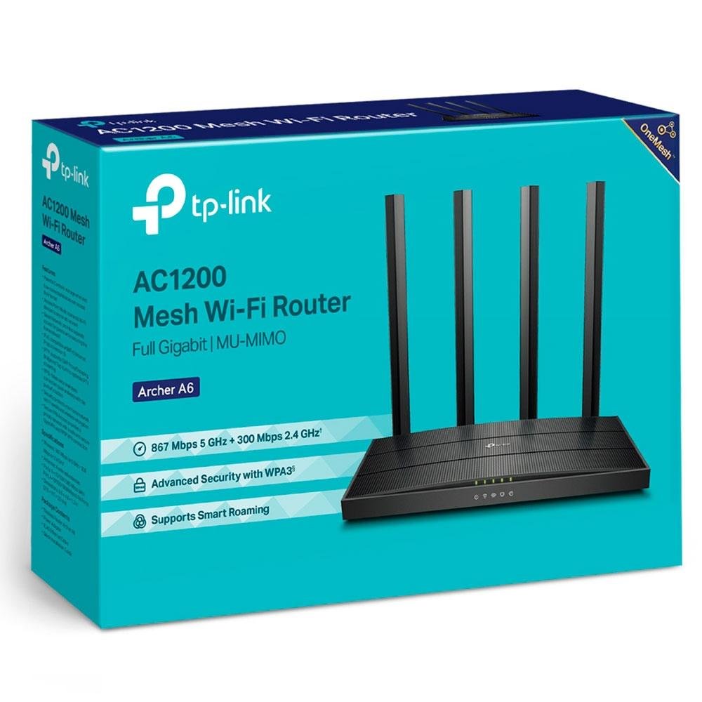 Imagem 5 de 5 do produto Roteador TP-Link Archer A6, Wifi Gigabit, MU-MIMO, AC1200, Dual Band, 4 Antenas - ARCHER A6