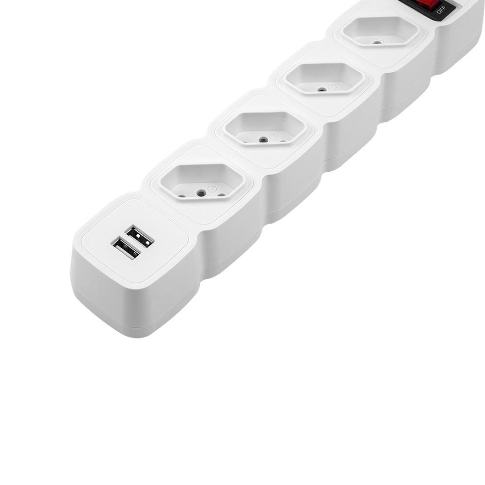 Filtro de Linha Intelbras 4 Tomadas, EPE204, 2 USB, Bivolt, Branco - 4824204
