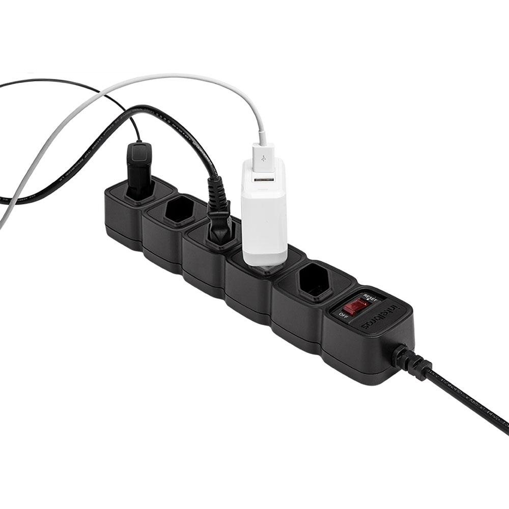 Imagem 3 de 9 do produto Protetor Eletrônico Intelbras EPE 205 PT, com 5 Tomadas, Bivolt, Preto - 4824201
