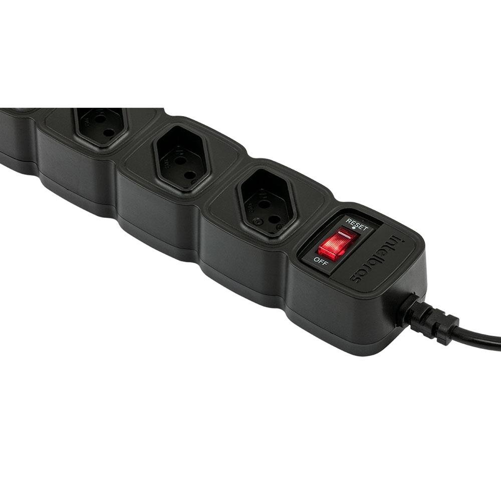 Imagem 5 de 9 do produto Protetor Eletrônico Intelbras EPE 205 PT, com 5 Tomadas, Bivolt, Preto - 4824201