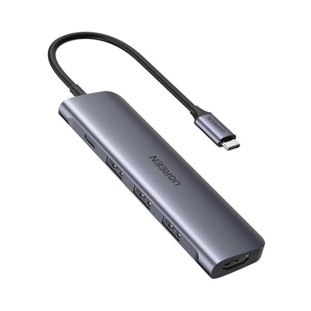Hub Ugreen USB-C 5 em 1, com HDMI, 3x USB 3.0, PD Power Converter, Cinza - 50209