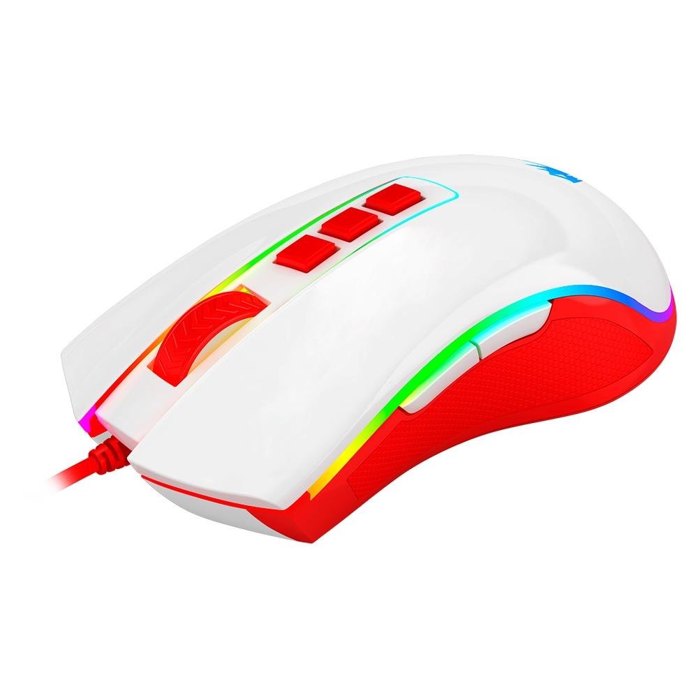 Imagem 4 de 8 do produto Mouse Gamer Redragon Cobra, RGB, 12400DPI, 8 Botões, Branco e Vermelho - M711C