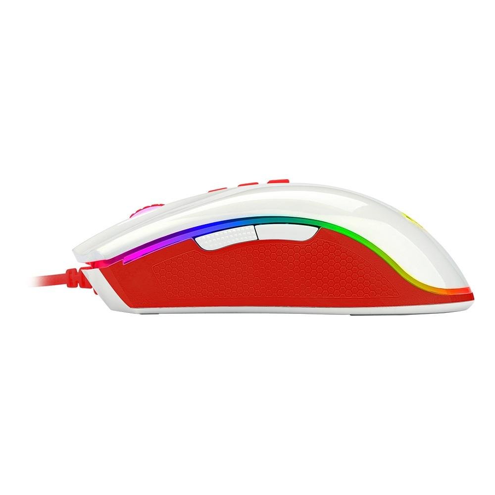 Imagem 6 de 8 do produto Mouse Gamer Redragon Cobra, RGB, 12400DPI, 8 Botões, Branco e Vermelho - M711C