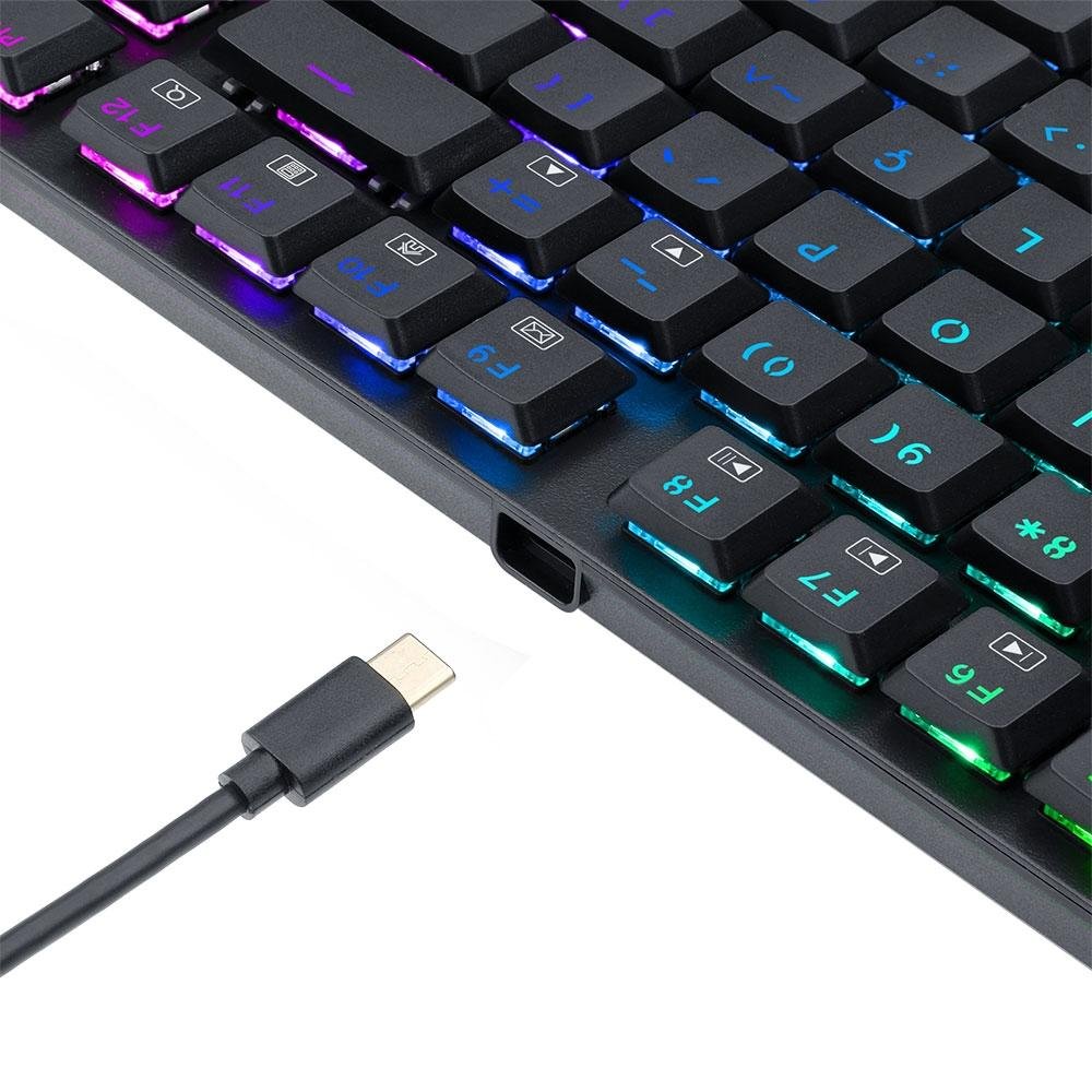 Teclado Mecânico Gamer Redragon APS, RGB, Switch Redragon Blue, ABNT2, Preto - Low Profile - K607 RGB (PT-BLUE)