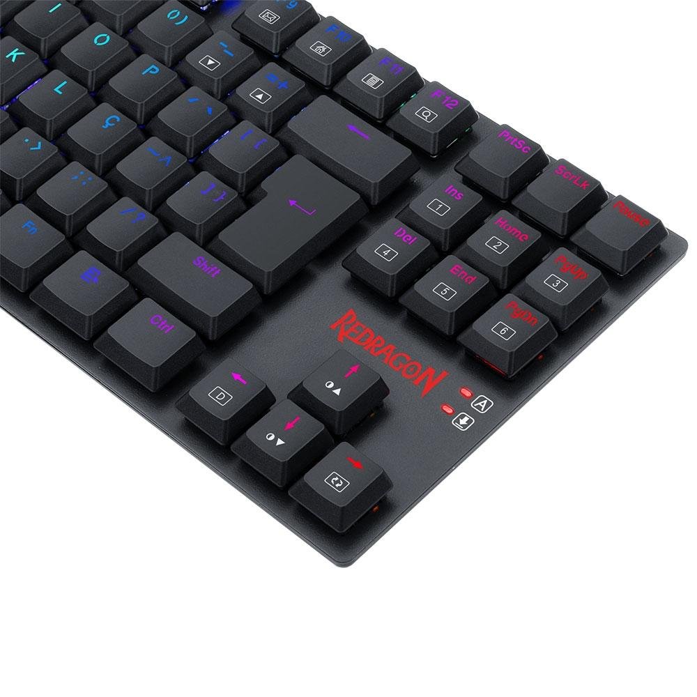 Teclado Mecânico Gamer Redragon APS, RGB, Switch Redragon Brown, ABNT2, Preto - Low Profile - K607 RGB (PT-BROWN) Teclado Mecânico Gamer Redragon APS, RGB, Switch Redragon Brown, ABNT2, Preto - Low Profile - K607 RGB (PT-BROWN)