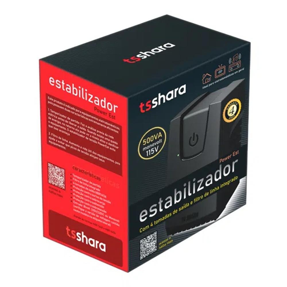 Estabilizador TS Shara ( Balão.info) 500VA, 115V, 4 Tomadas, Preto - 9114 - foto 4
