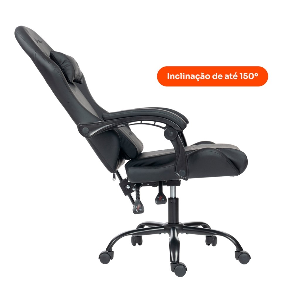 Cadeira Gamer Balão.info Storm 100, Até 120kg, Almofadas, Reclinável 135º, PU, Preta - HCG100PT - view 8