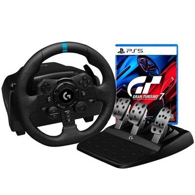 Kit Volante Logitech G923 para PS5, PS4 e PC com Force Feedback TRUEFORCE,  Acabamento em Couro + Jogo Gran Turismo 7 Edição Standart, PS5, jogos de  corrida ps5 