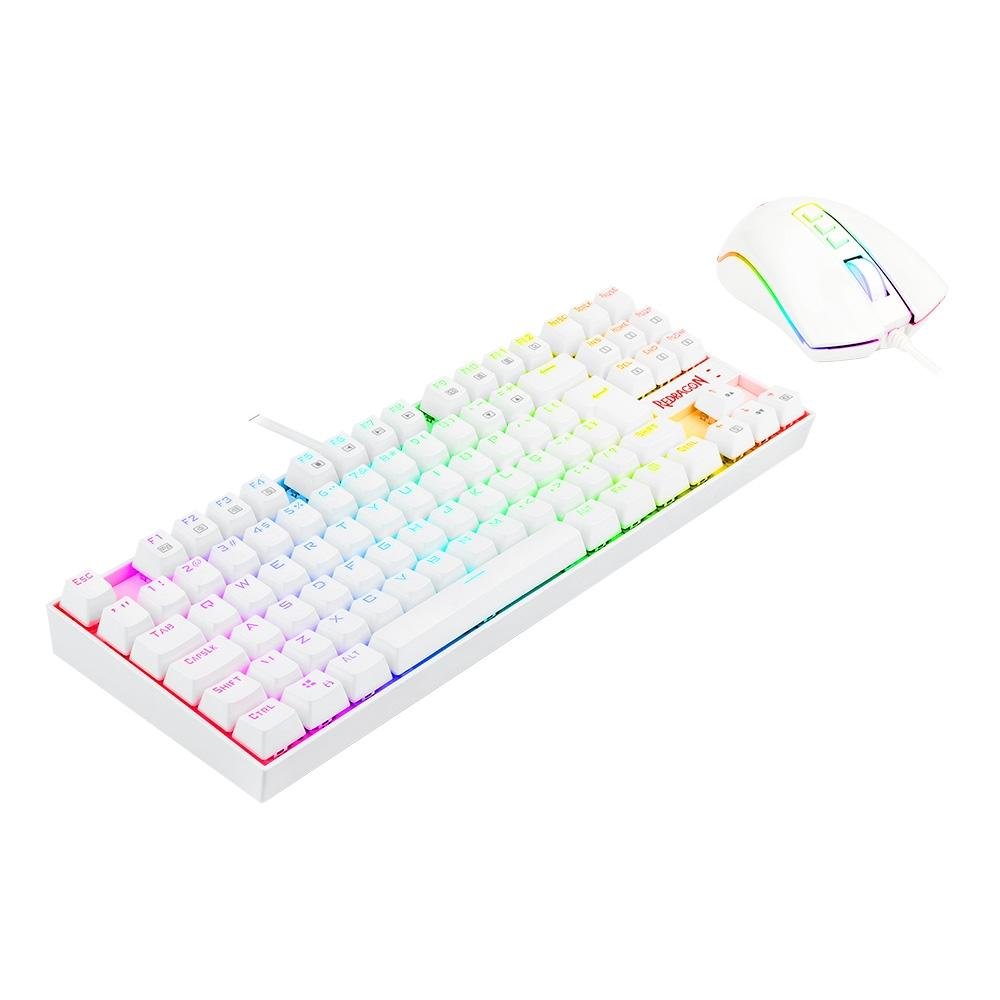 Kit Gamer Redragon RGB Headset Lamia 2 Surround 7.1 + Teclado Kumara Switch Outemu Blue + Mouse Cobra V2, 12400DPI, Branco - S125W - view 7