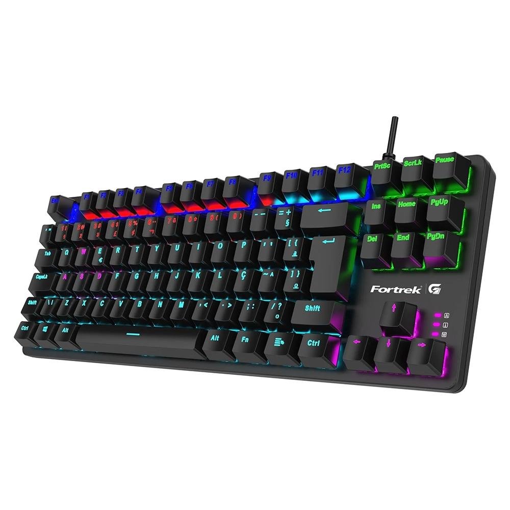 Imagem 2 de 4 do produto Teclado Mecânico Gamer Fortrek Black Halk, LED, Switch Outemu Brown, ABNT2, Preto - 75939