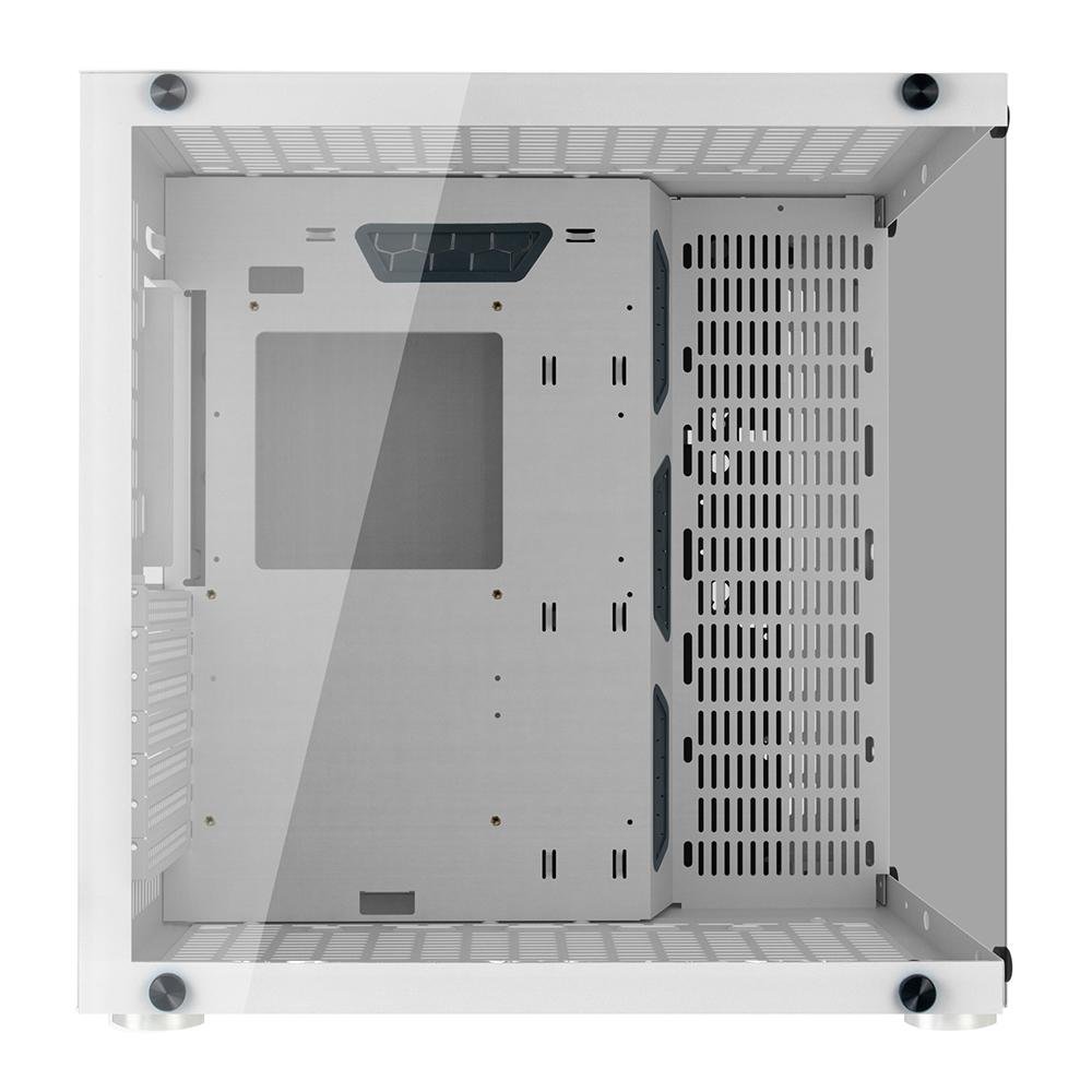 Gabinete Gamer Hyrax HGB700, ATX, Mid Tower, Frontal e Lateral em Vidro Temperado, Sem FANs, Branco - HGB700W Gabinete Gamer Hyrax HGB700, ATX, Mid Tower, Frontal e Lateral em Vidro Temperado, Sem FANs, Branco - HGB700W