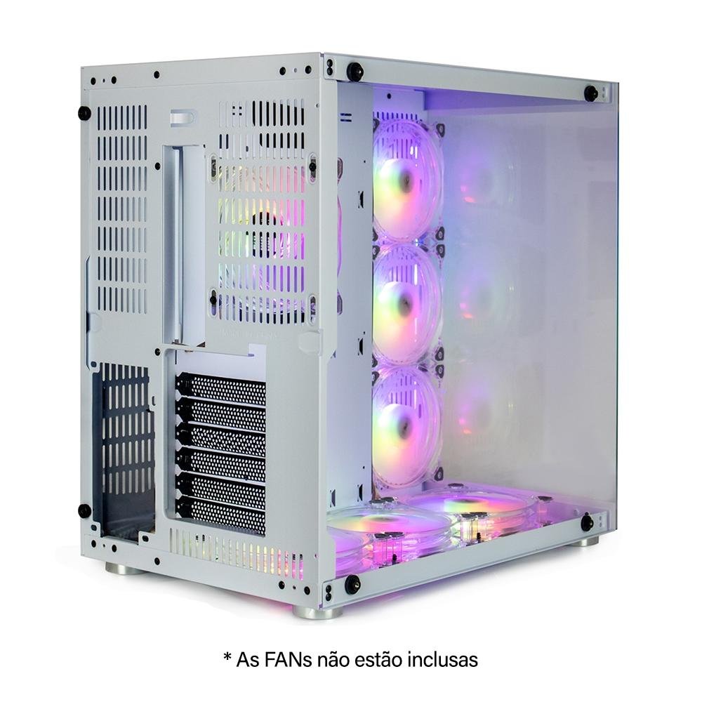 Gabinete Gamer Hyrax ( Balão.info), ATX, Mid Tower, Frontal e Lateral em Vidro Temperado, Sem FANs, Branco - ( Balão.info - view 5