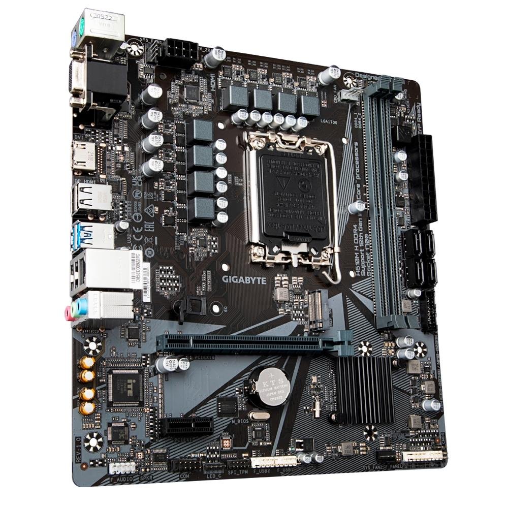 Placa-Mãe Gigabyte H610M Rev. 1.0, Intel LGA1700, H610, DDR4, mATX, Preto - H610M H DDR4 Placa-Mãe Gigabyte H610M Rev. 1.0, Intel LGA1700, H610, DDR4, mATX, Preto - H610M H DDR4